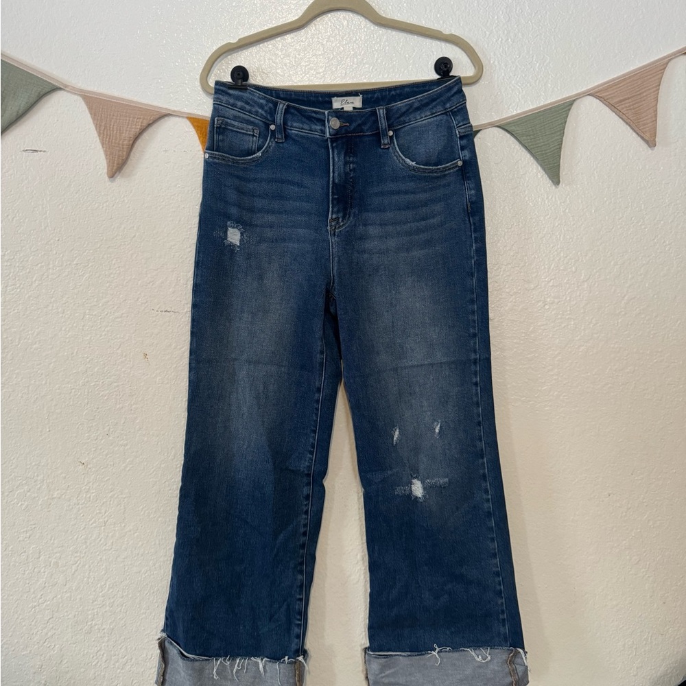 Women's Elan Cuffed Wide-Leg Denim Jeans